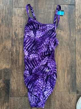 Speedo Trainer III, Purple Tie-Dye Racerback One-Piece Swimsuit